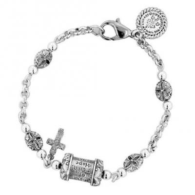 Silver Tone Mary Prayer Scroll and Cross Bracelet.JPG